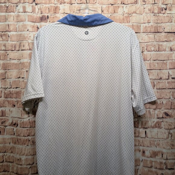 Graham Luxe Golf Polo White/Blue Dots and Collar Performance Size Large - Picture 10 of 13
